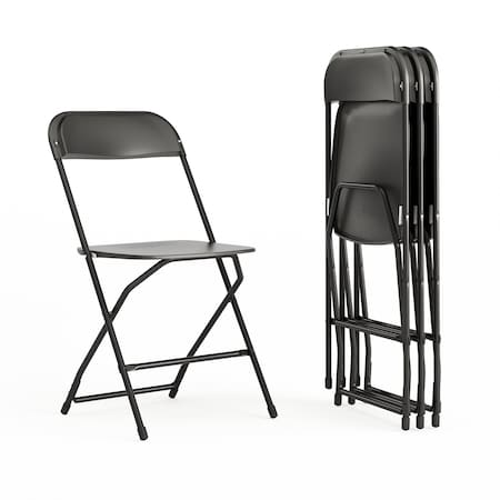 Flash Furniture Folding Chair - Black Plastic, PK4 4-LE-L-3-BK-GG